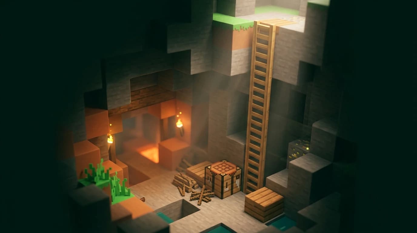 Jak zrobić drabinę w Minecraft bez pomijania żadnego kroku